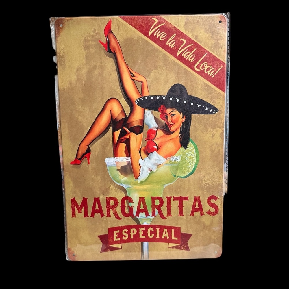 MARGARITAS Especial Metal Tin Novelty Sign 8 X 12" Vive la Vida Loca Crazy Life